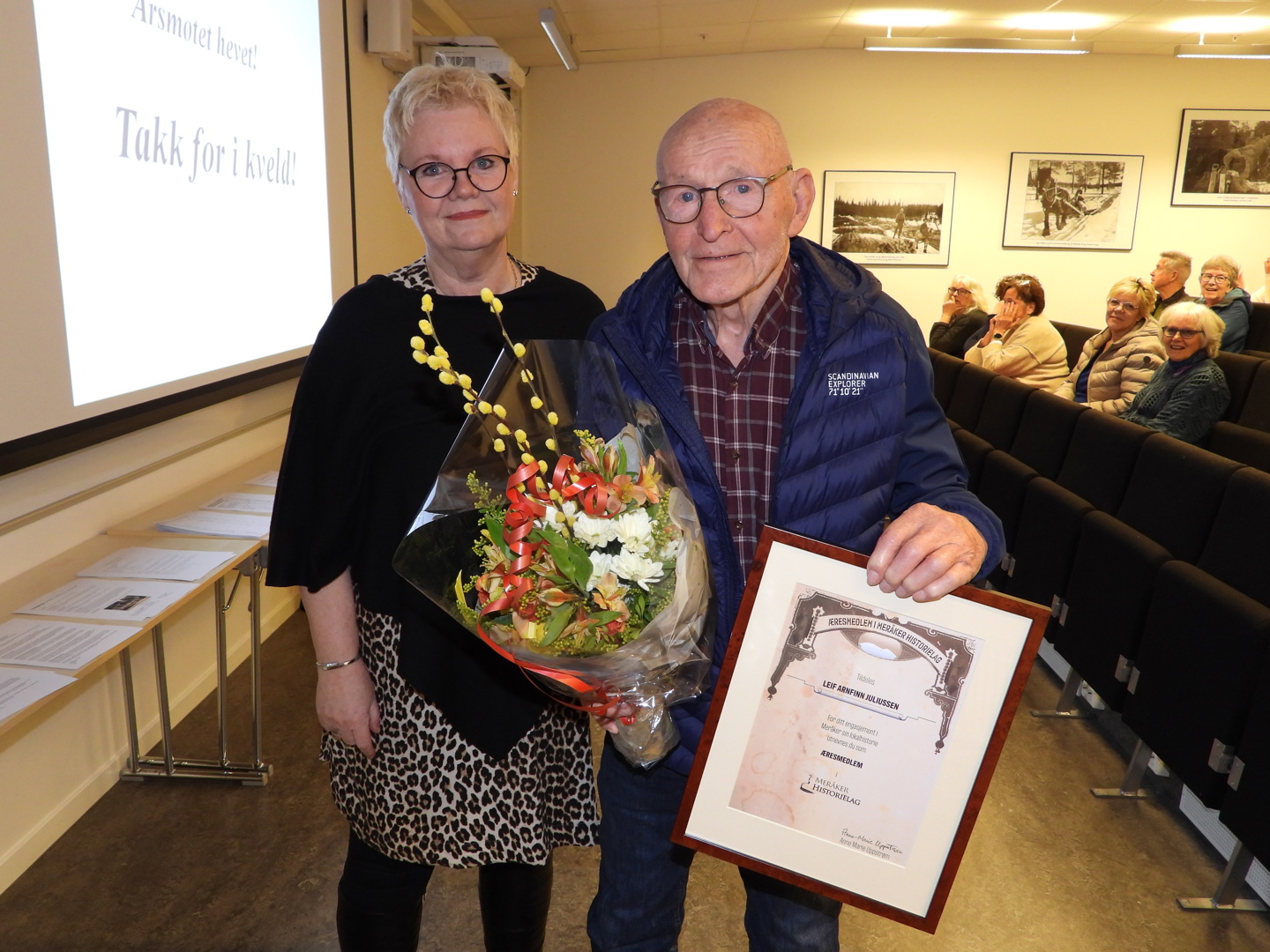 Tre nye æresmedlemmer i Meråker Historielag!