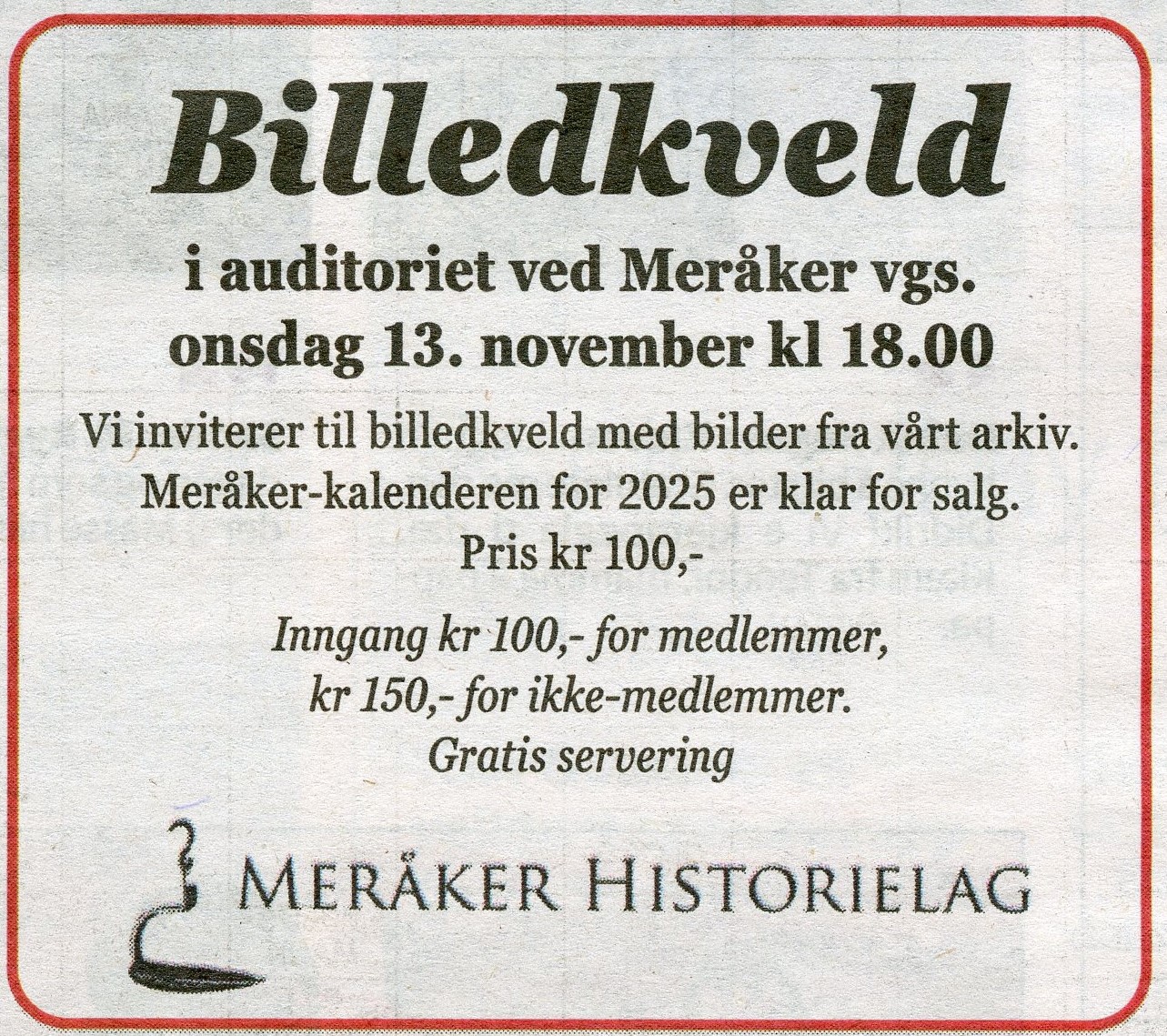 Billedkveld og kalendersalg!